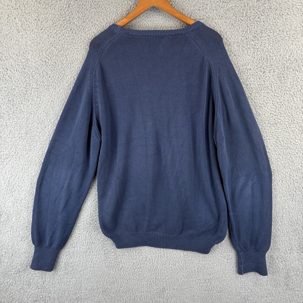 Vintage IBM V Neck Sweater Men XL Blue Cotton Knit Pickering 70s Made USA *Read* - Picture 4 of 7